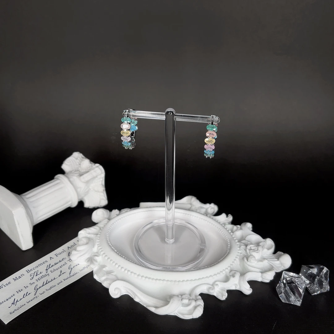 非金属合成锆石耳饰 韩系ins设计精致百搭轻奢春夏多巴胺耳钉