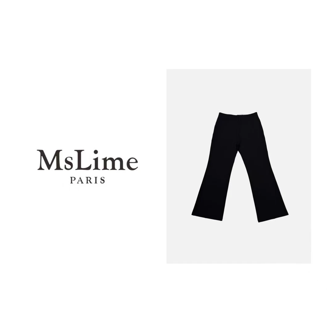 王嬛嬛MsLime25年新款【软黑】黑色气质百搭休闲长裤 HD2C0655