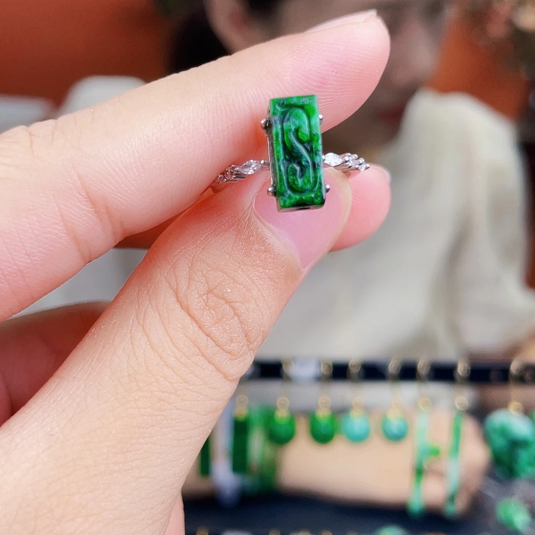 翡翠银S925镶嵌耳饰饰品
