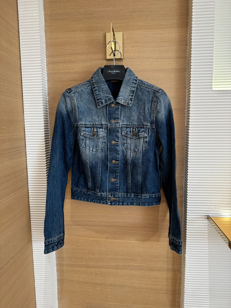 【晴大大专属】100%棉短款牛仔外套重工洗水拼接设计19131