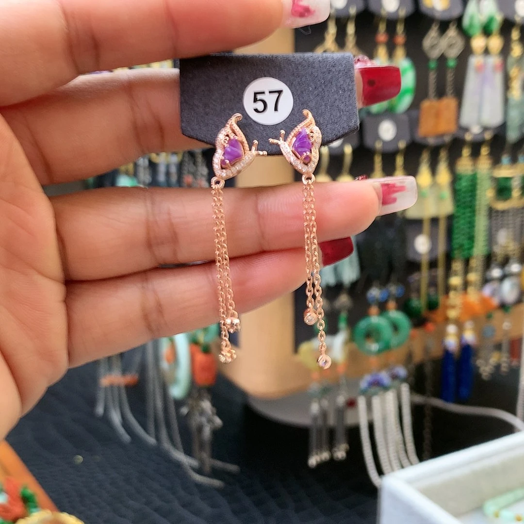 【闪购商品】苏纪石（舒俱来）耳坠银S925镶嵌夏**炎耳坠