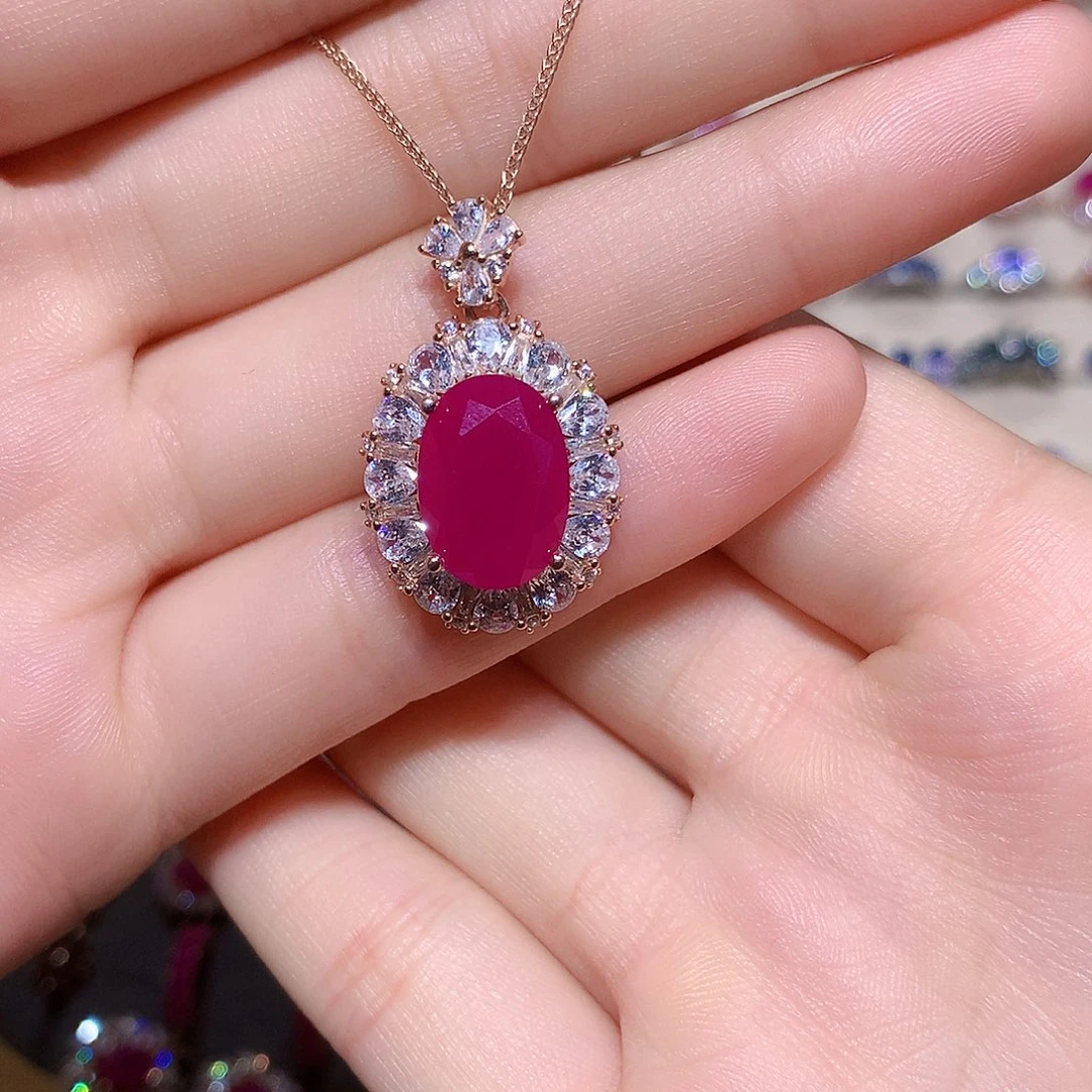 颈饰银S925镶嵌红宝石