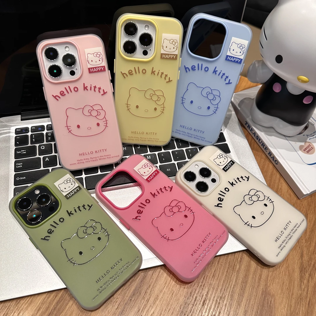 叮霖多巴胺线条凯蒂标签适用iPhone16/15肤感13/11手机壳苹果14套