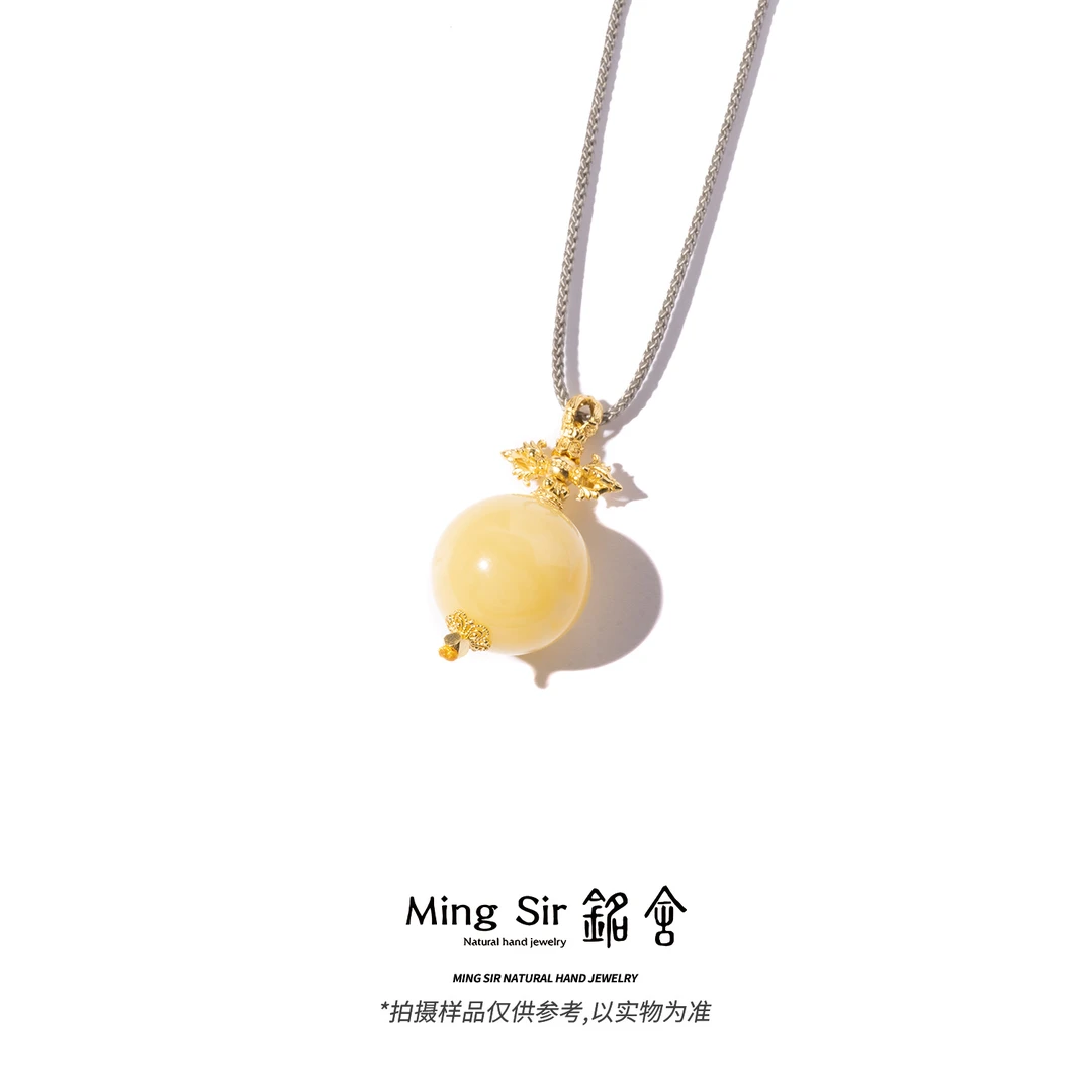 【铭舍 初见高花金刚锄款】天然俄料蜜蜡20-25mm单珠锁骨链设计款