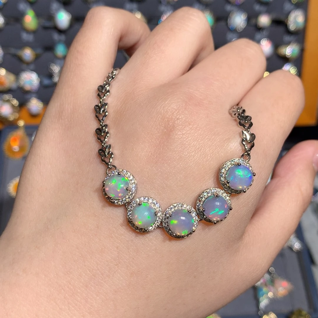 银S925镶嵌欧泊欧泊手链y