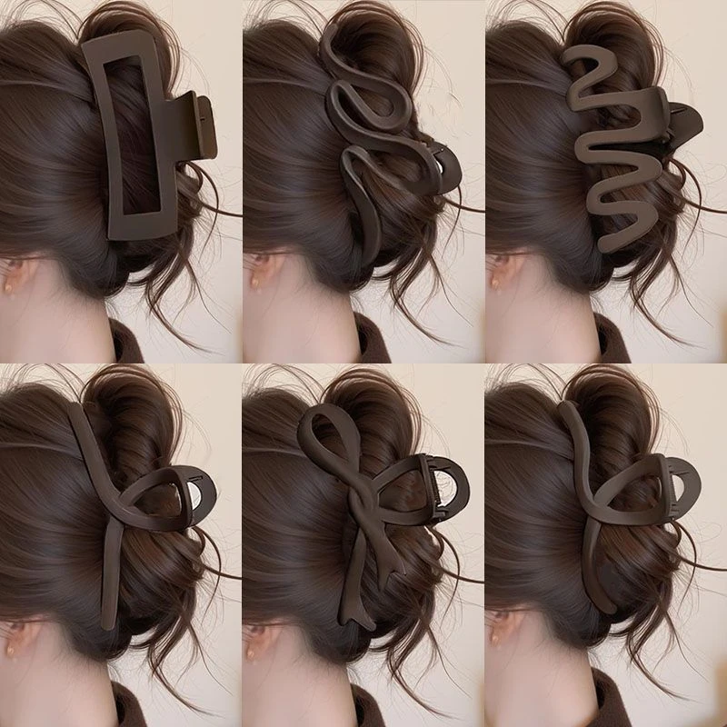 咖色磨砂抓夹大号发夹女2025年新款后脑勺发量多鲨鱼夹子发卡头饰