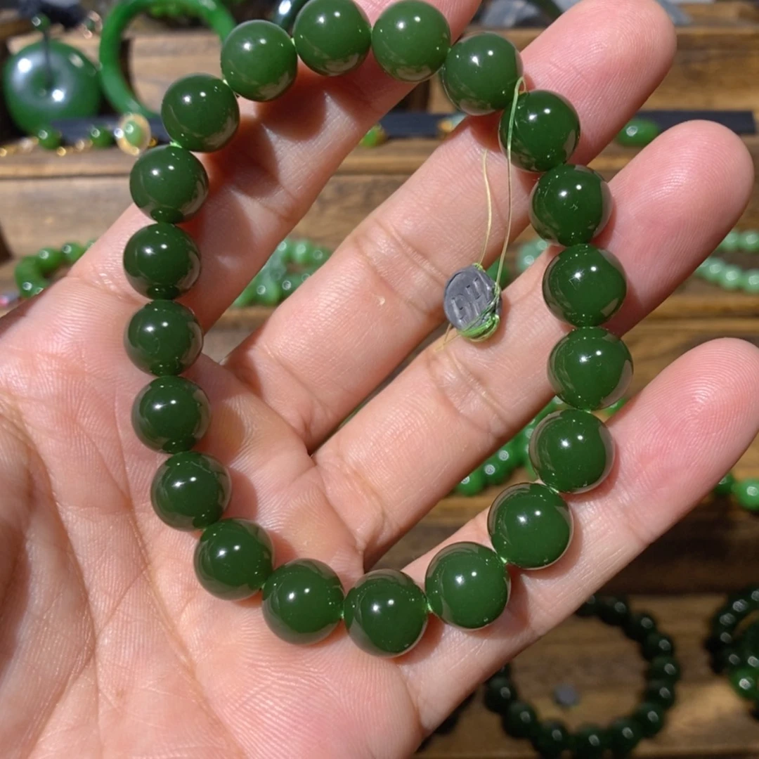 【闪购商品】吊坠(不含链)未镶嵌和田玉俄七菠菜绿手串10