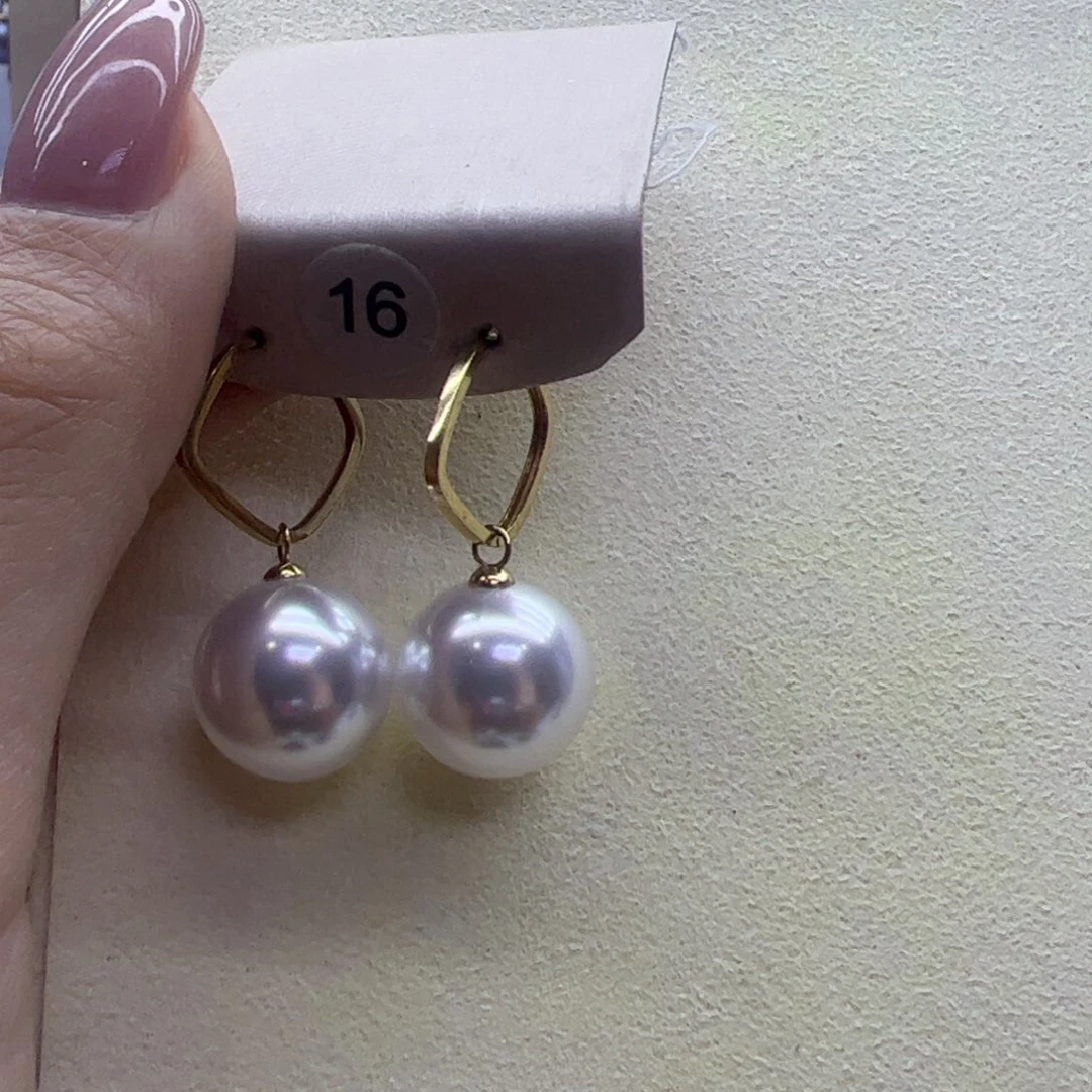 淡水珍珠耳饰18K金镶嵌