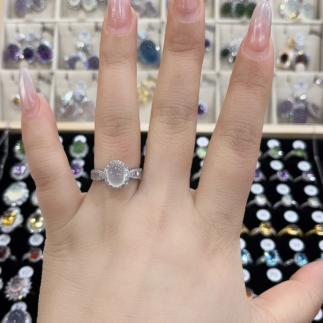 岫玉银S925镶嵌戒指