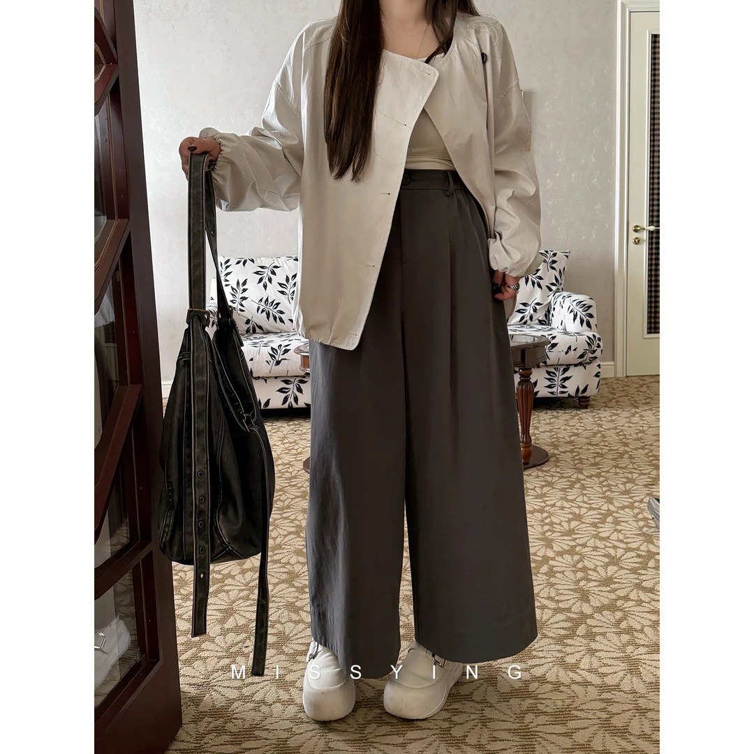 应小姐【墩墩裤】微胖大码秋款显瘦设计感外穿直筒宽松百搭阔腿长裤