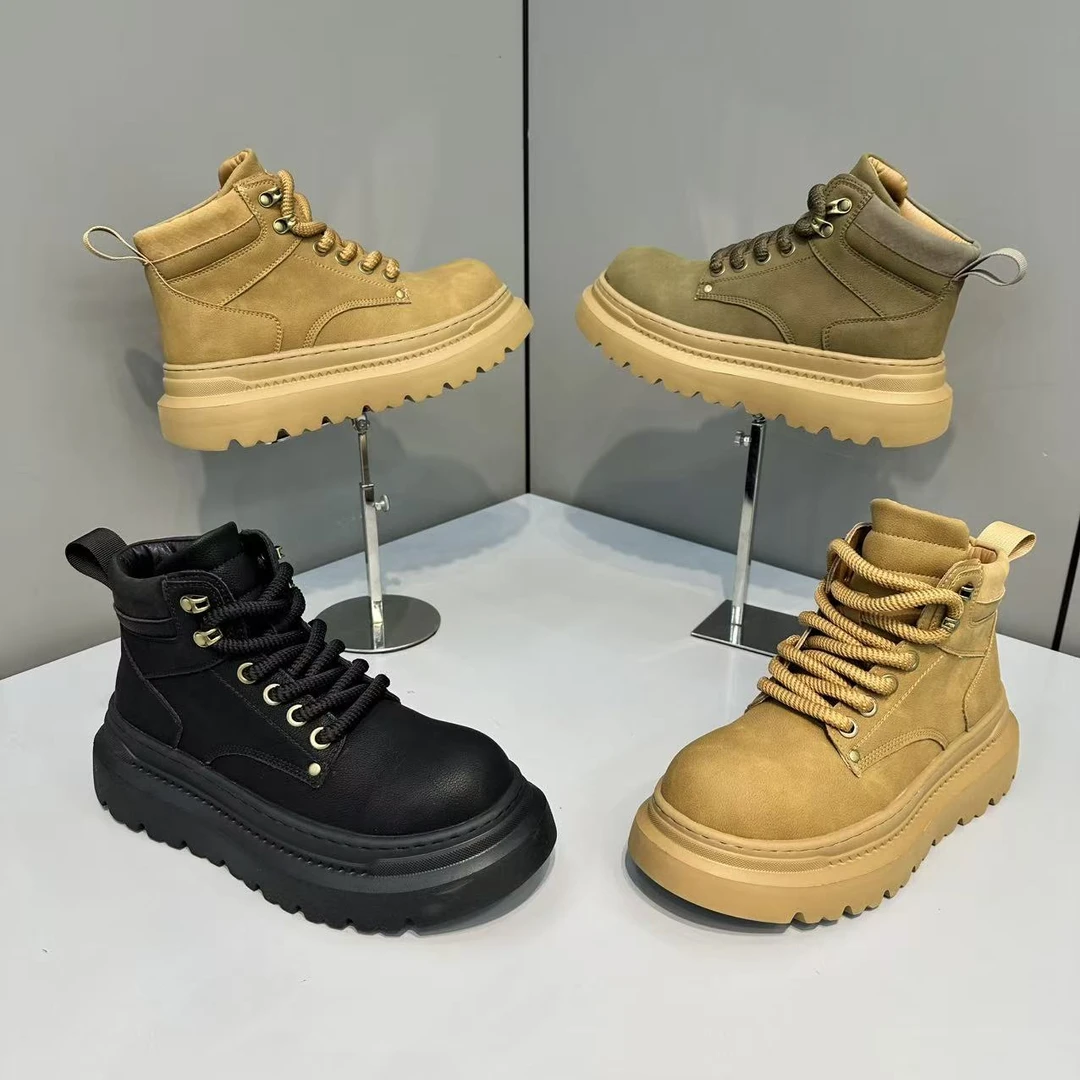 潮牌男士运动时尚舒适高帮秋冬新款休闲日常厚底个性潮流马丁靴