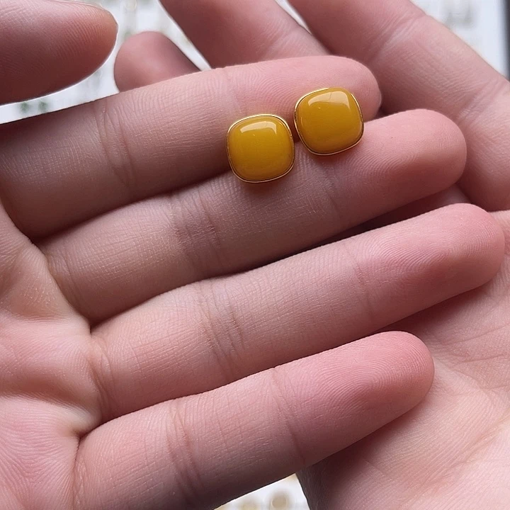 银S925镶嵌和田玉耳饰