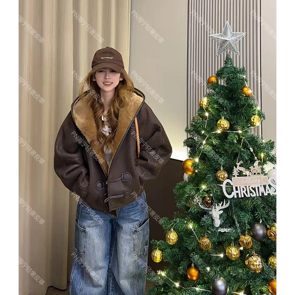 [LL] "马赛旅人" 巴家风荔纹复古磨面反绒羊皮毛一体女款皮草