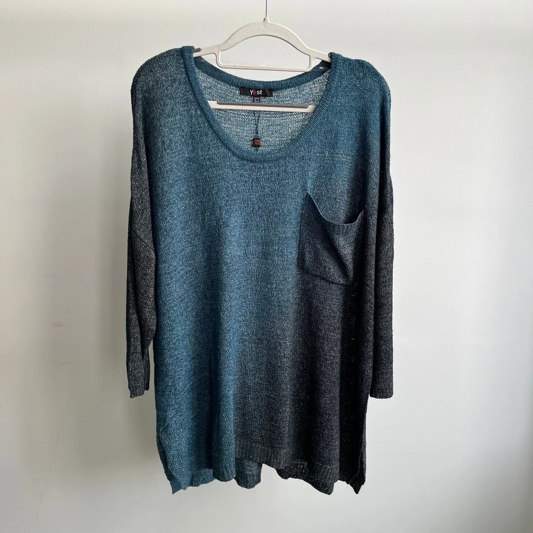 D6101 女士渐变色针织七分袖上衣