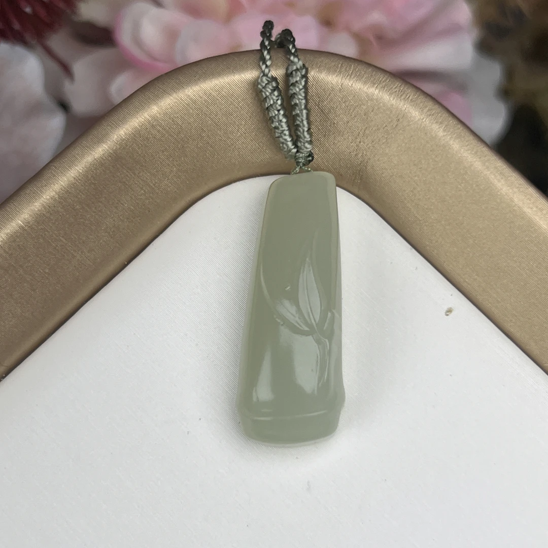 和田玉卡32-11mm竹节吊坠编号013