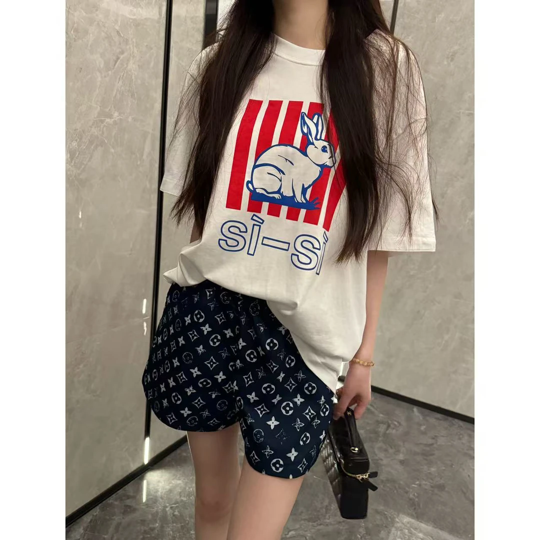【思琦定制】新款兔子印花短袖加短裤
