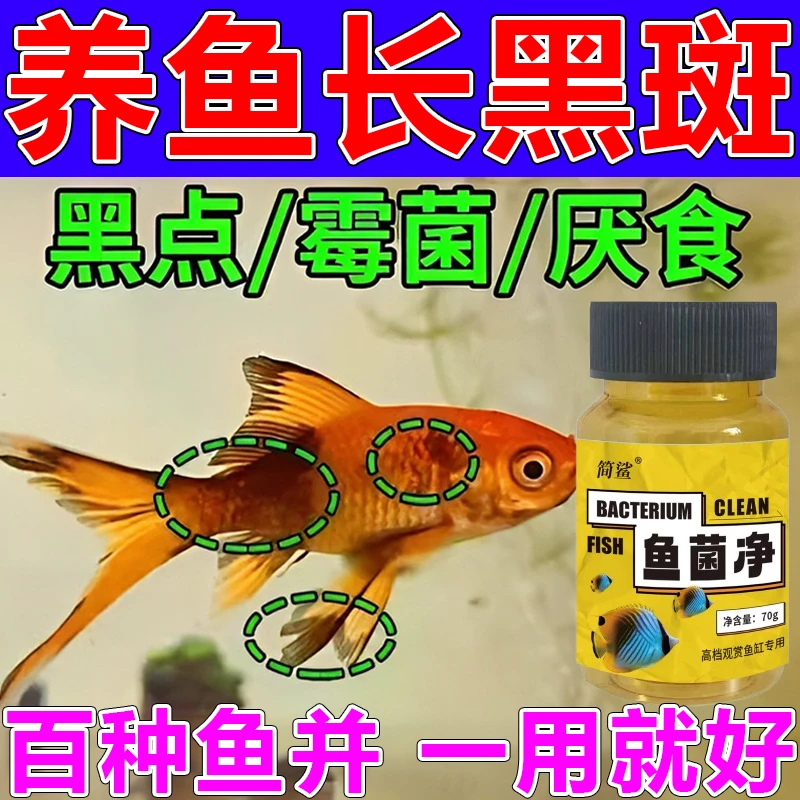 观赏鱼长黑斑鱼菌净专用黑点霉菌烂肉厌食掉鳞不爱游动不伤鱼通用