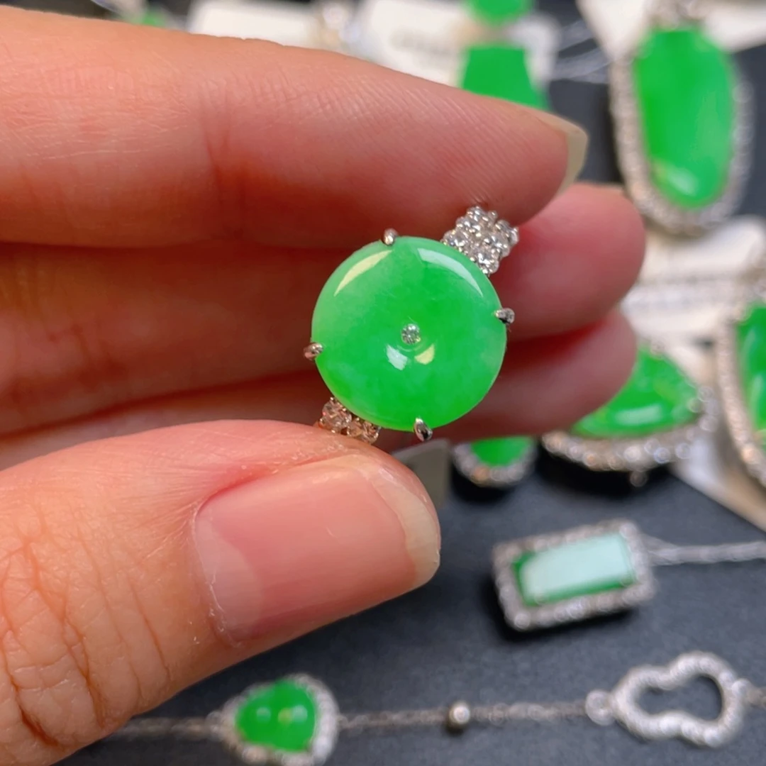 翡翠银S925镶嵌吊坠(不含链)戒指