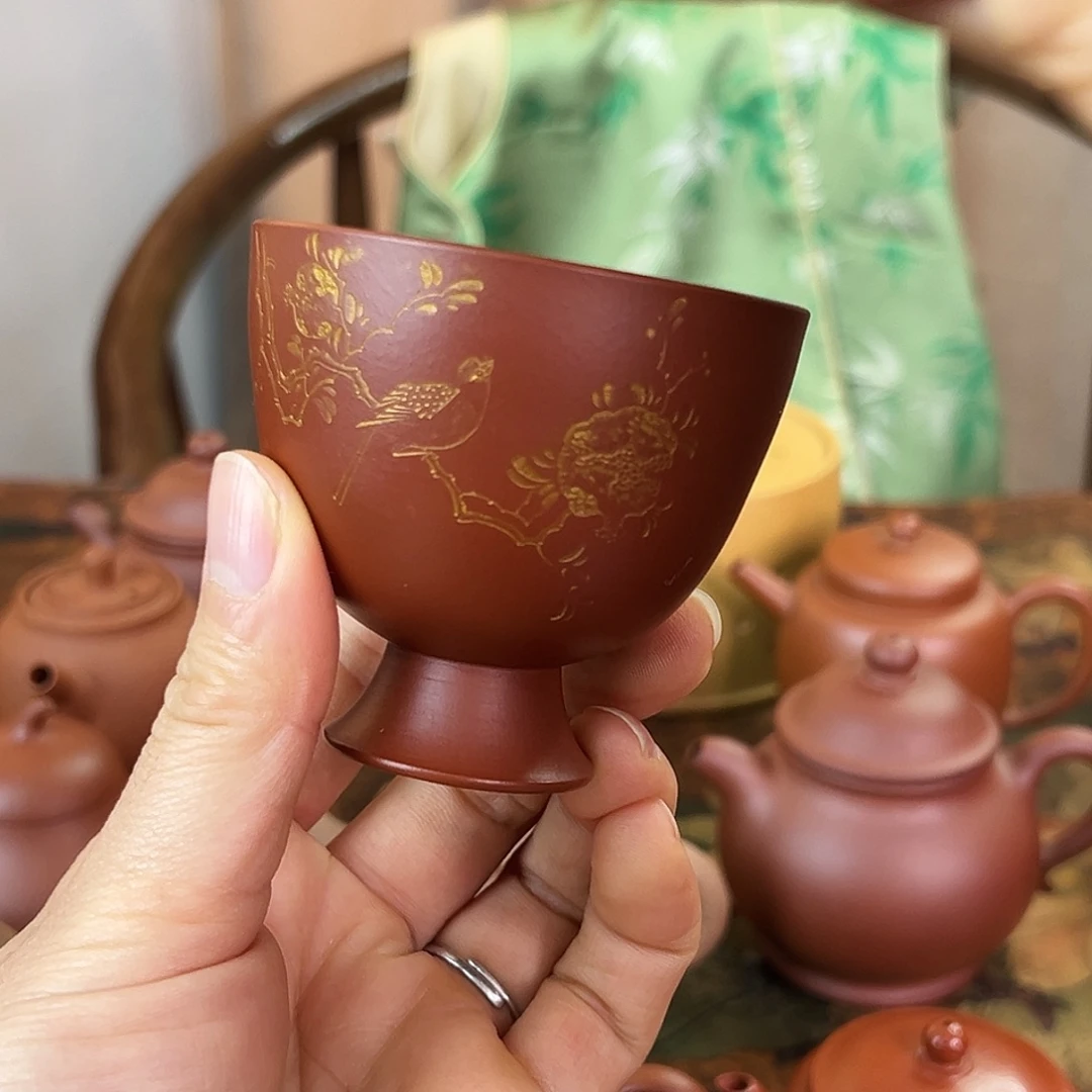 紫砂茶壶精品 玲珑杯 大红袍泥 100