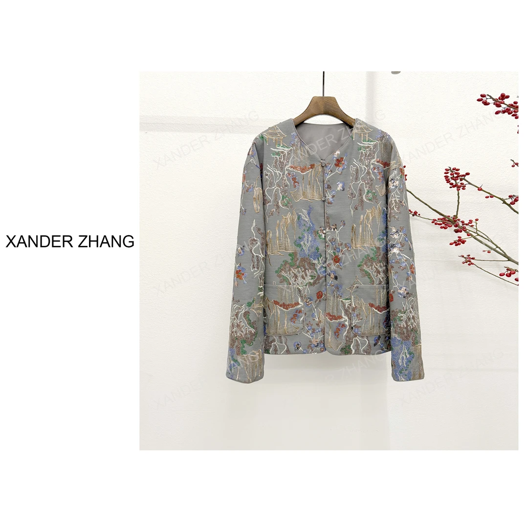 山大张高定款精美珠子绣花国风外套YBJ1J083时髦高级感百搭