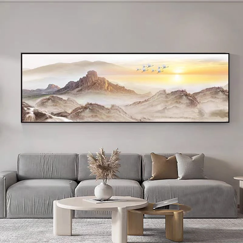 现代轻奢客厅装饰画高级感山水沙发背景墙挂画金山18060