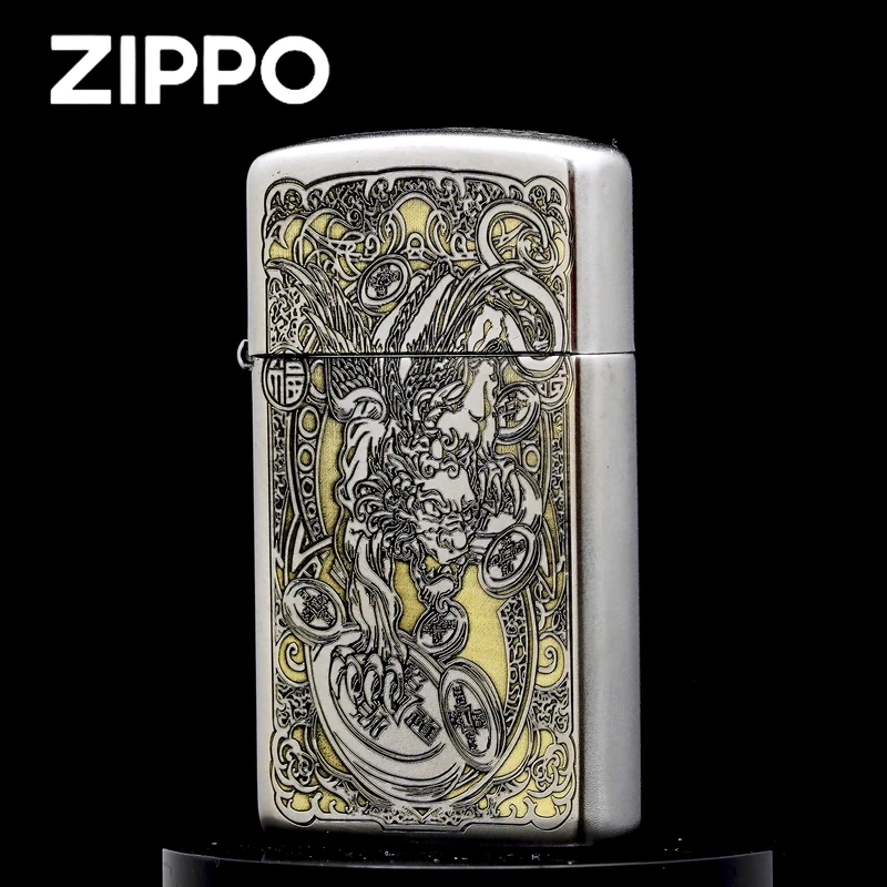 ZIPPO正品打火机/纤巧貔貅-金冰双色窄机收藏防风DY9914DK【阿明1】