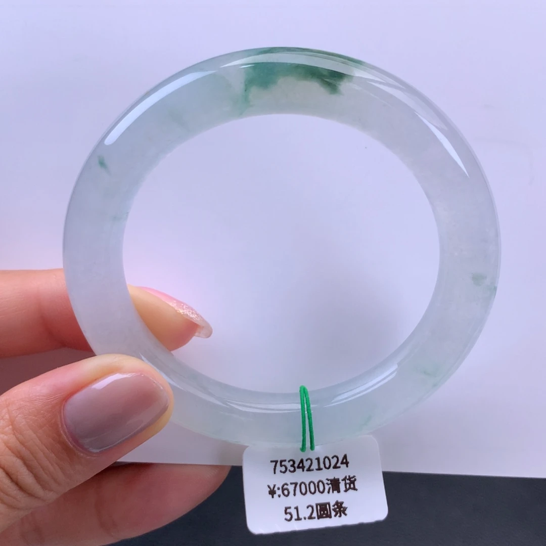 翡翠手镯未镶嵌回流）冰飘花圆条（链接勿拍73700）