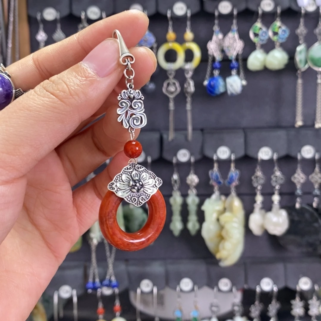 翡翠耳饰银S925镶嵌神**蝎X36