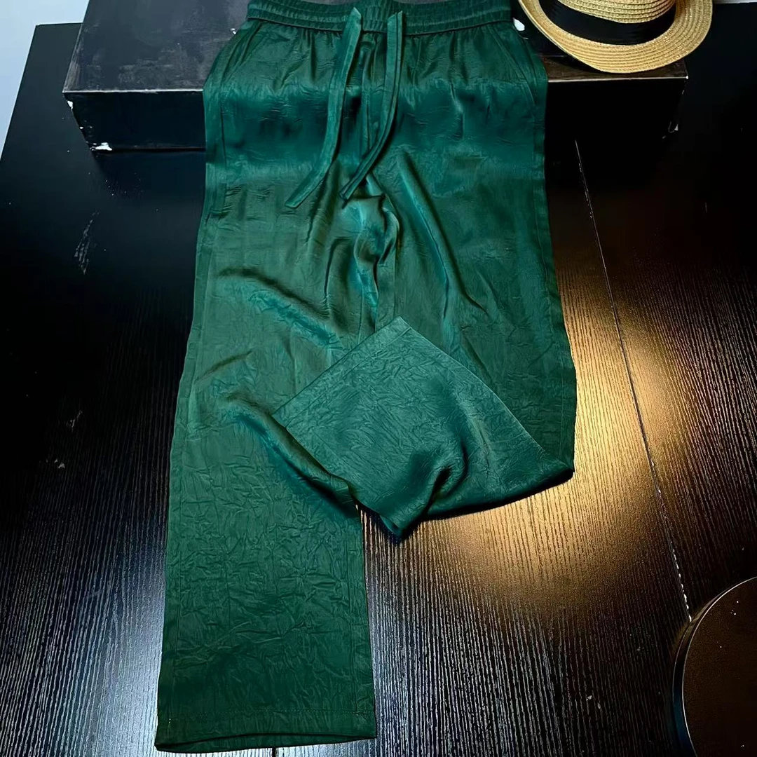 （断码简陋）夏天男裤翡翠绿直筒裤男士休闲裤