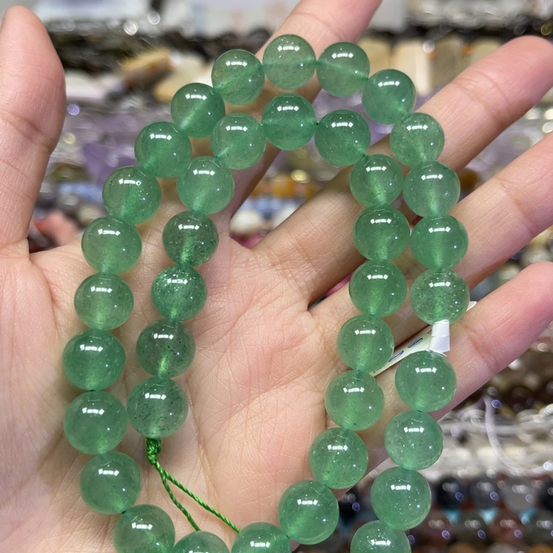 玛瑙/玉髓散珠天然绿草莓晶卡10➕长条38厘米