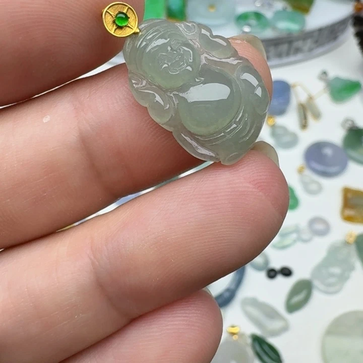 吊坠(不含链)18K金镶嵌翡翠