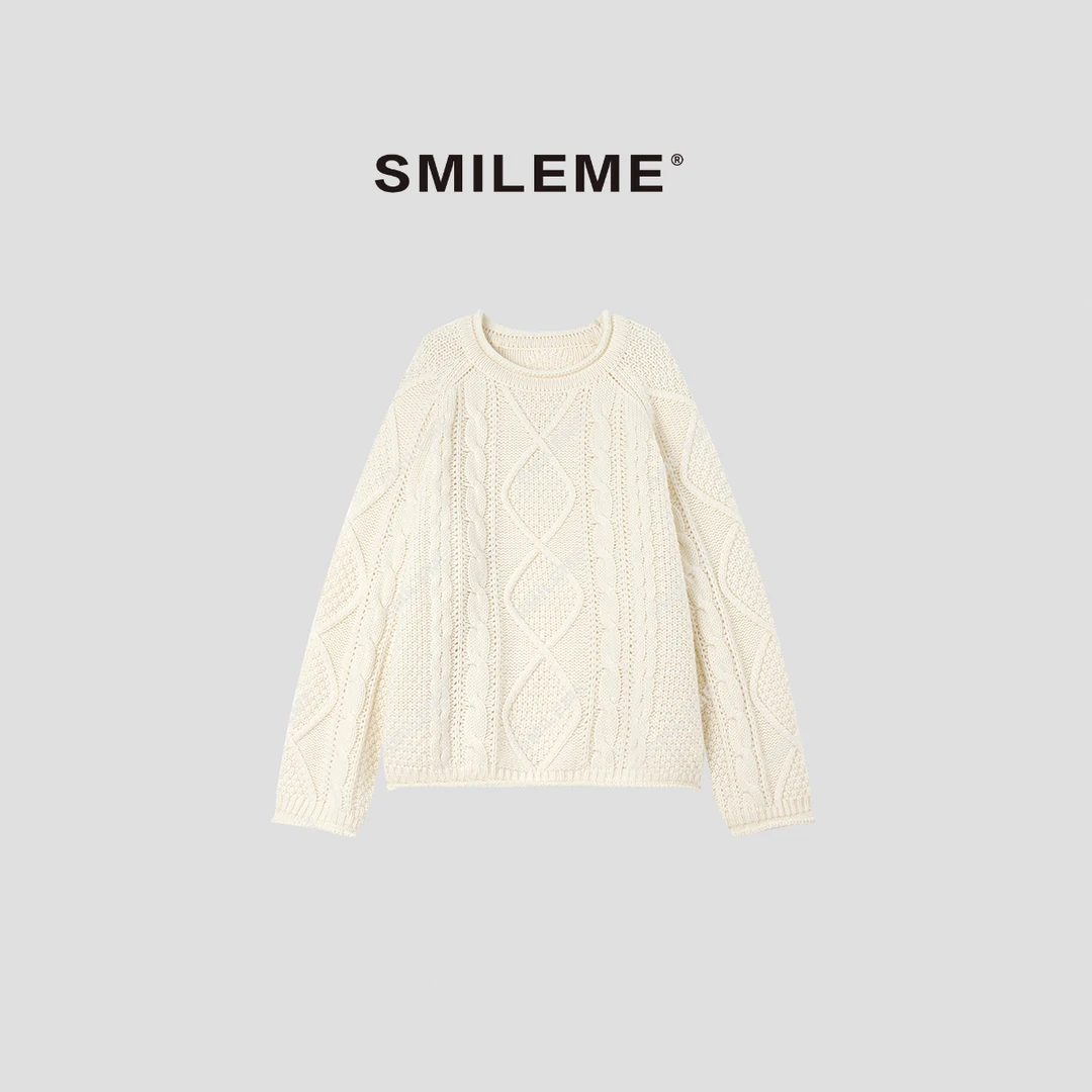 SMILEME【雪落无声】秋冬‘’100羊毛‘’加厚百搭针织毛衣MK13325411