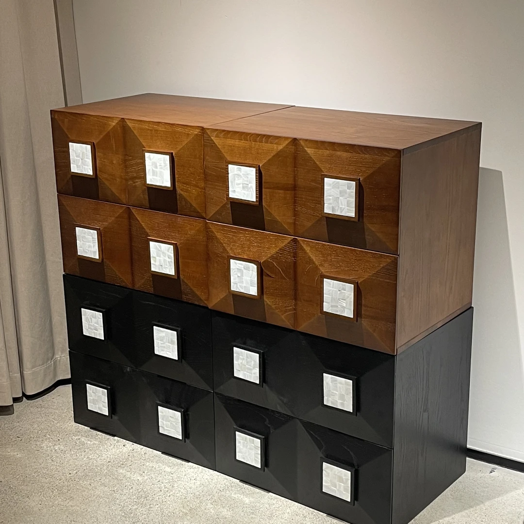 展厅清样【斯卡帕贝母柜】复古轻奢真贝母柜多储物沙发边柜组合斗柜