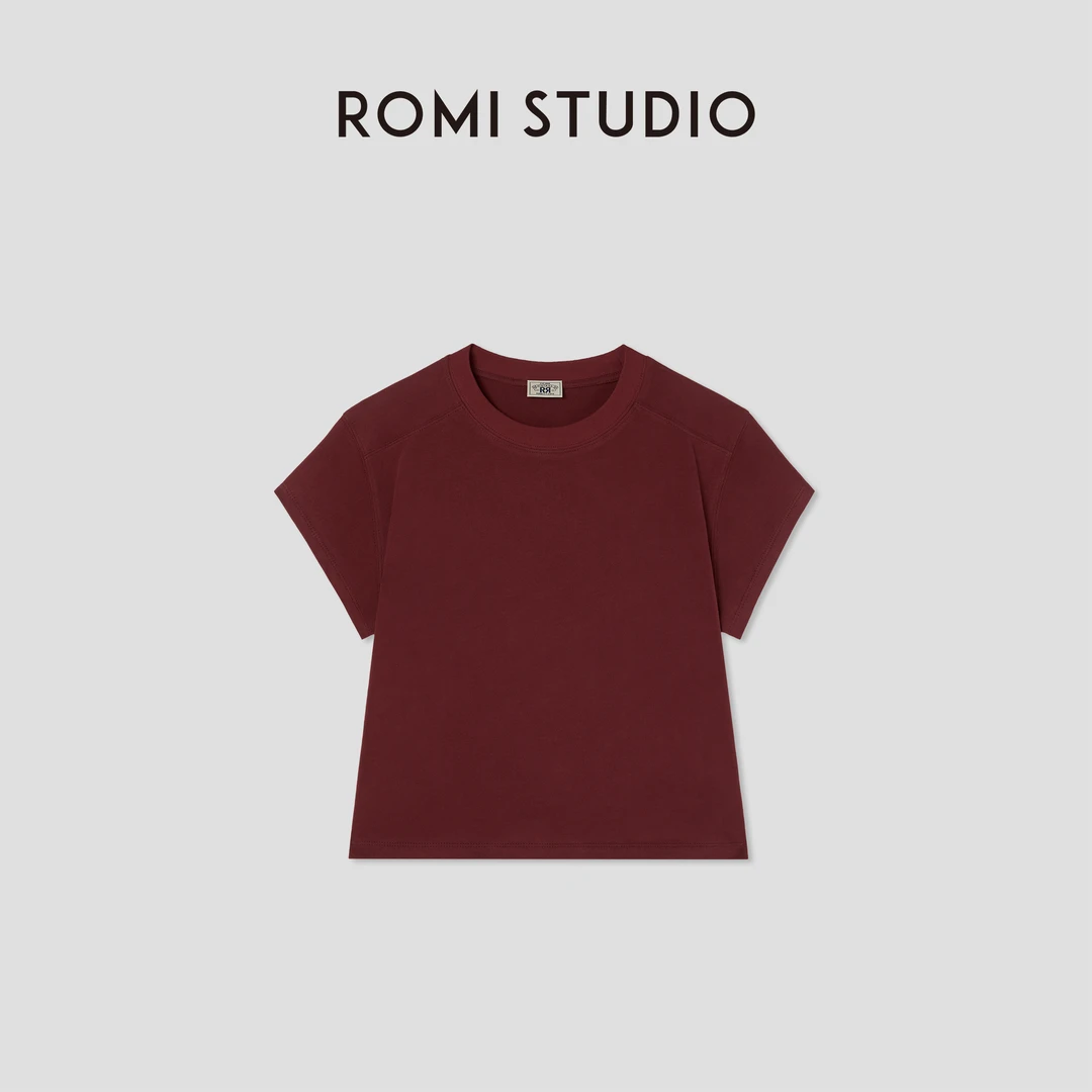 ROMI STUDIO“经典复古”100%棉微磨毛圆领宽松短袖T恤 RWCRSM1680