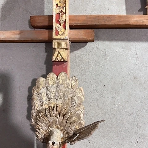 风车木（黑檀木）老木雕老人物花板