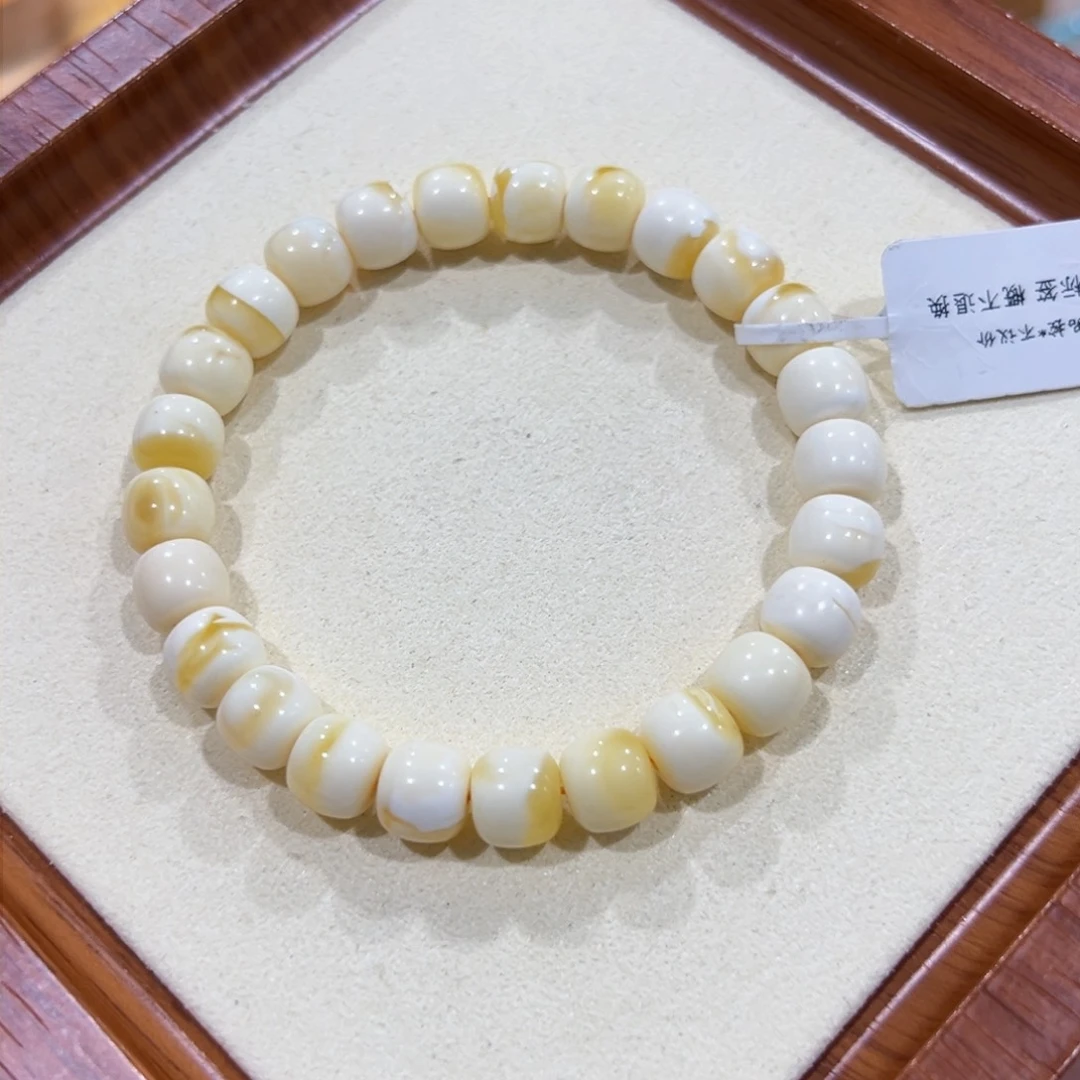 未镶嵌蜜蜡手链仦**牙8.5m瓷白手串