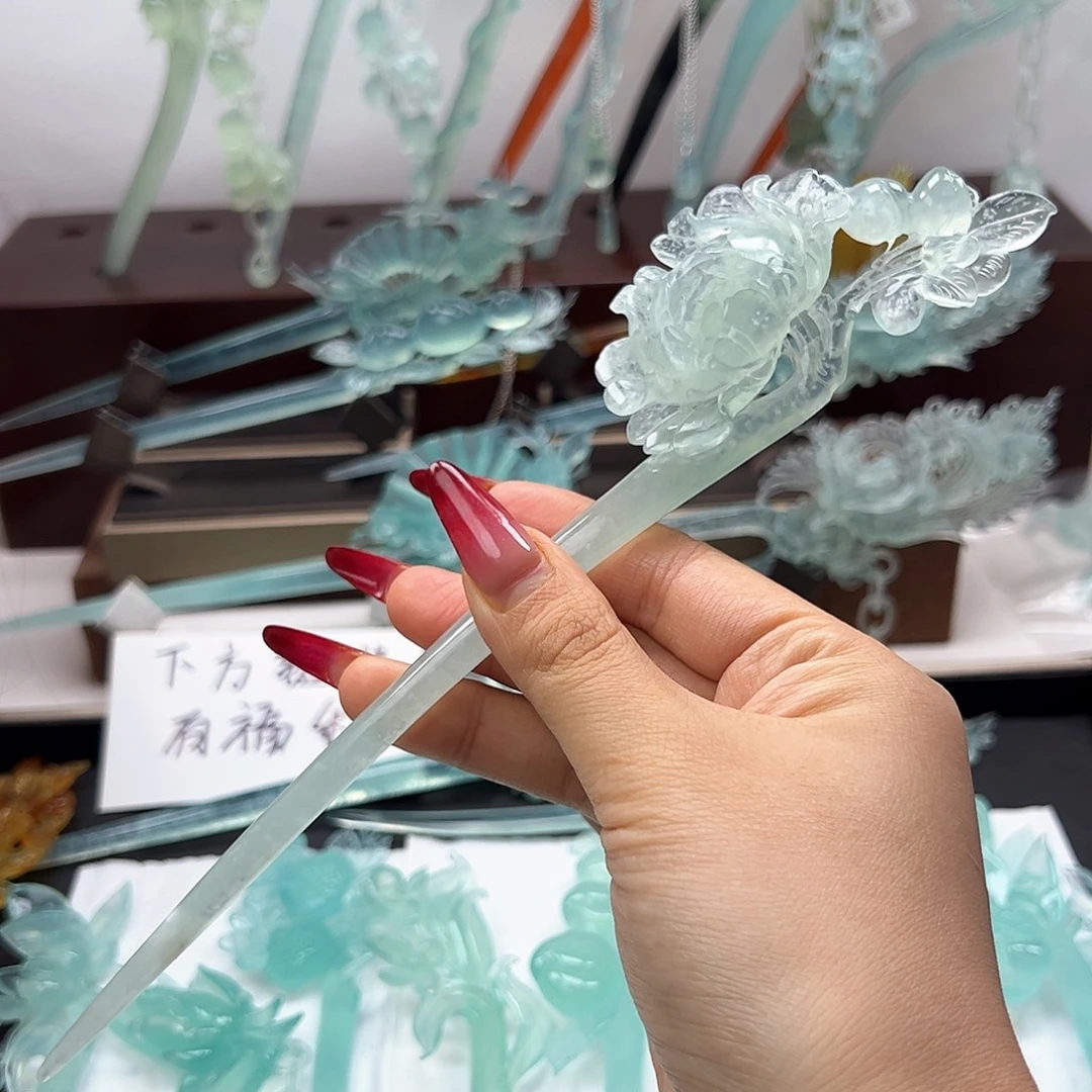 蛇纹石玉未镶嵌发饰