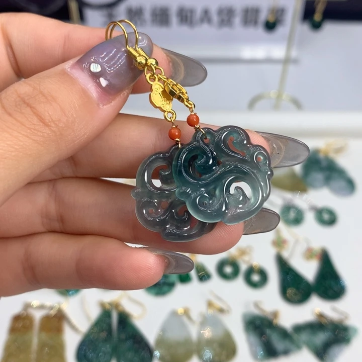 翡翠未镶嵌耳饰耳饰