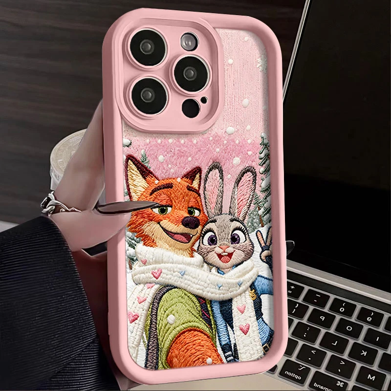 狐狸兔子适用iphone17苹果手机壳1615promax金刚砂14软131211硅胶