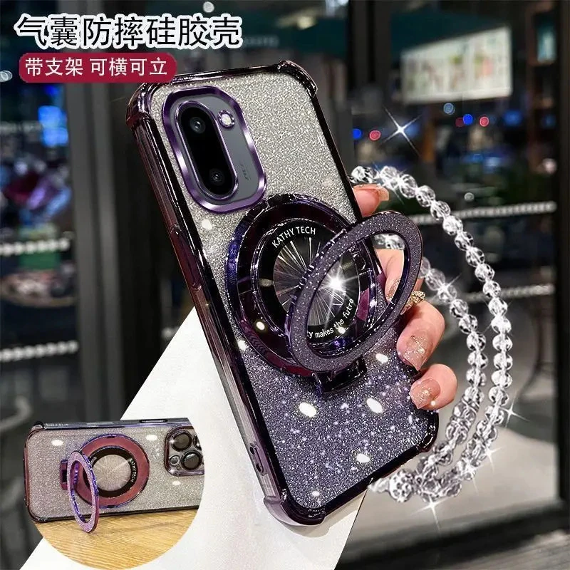 适用一加Ace6t手机壳PLR110新款闪粉四角气囊防摔带镜头膜支架壳.