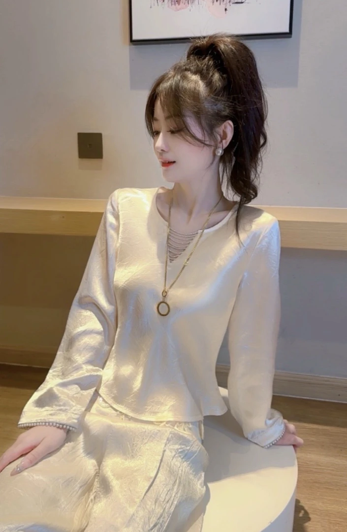 【凉丝T恤】2025夏季冰感T恤长袖修身洋气百搭透气时尚薄款长袖T恤