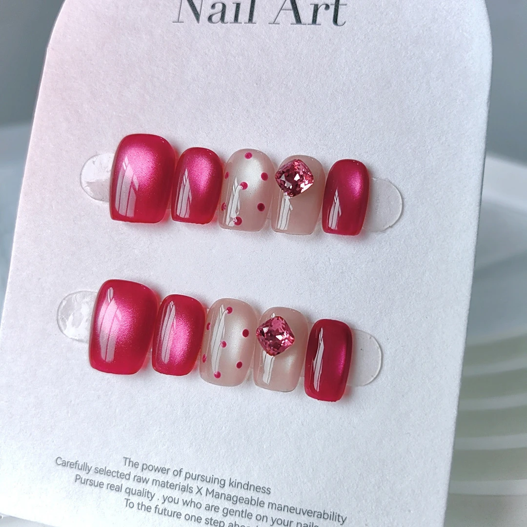 【纯爱】纯手绘纯手工穿戴甲片爆闪钻裸色指甲贴