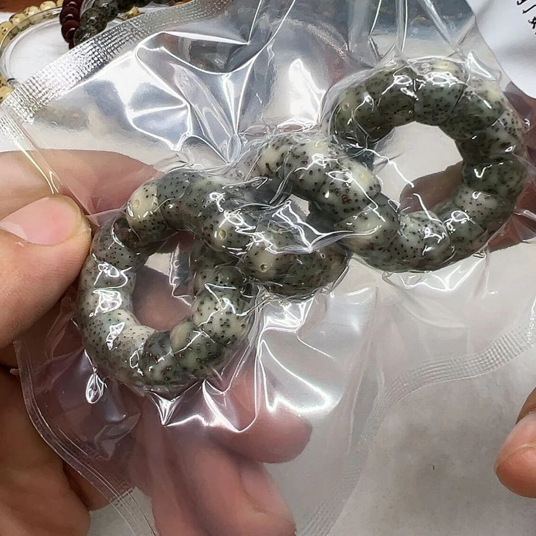 星月菩提手串82荣耀糯冰绿石玉星月菩提单圈猪大肠10