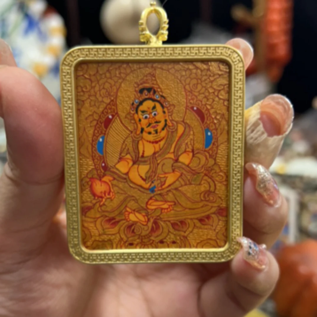 纯手绘金唐黄财神唐卡