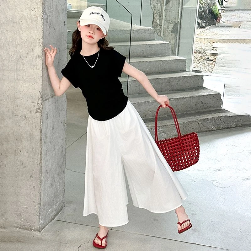 女童韩版时髦夏季套装儿童新款短袖上衣+裤裙两件套夏装