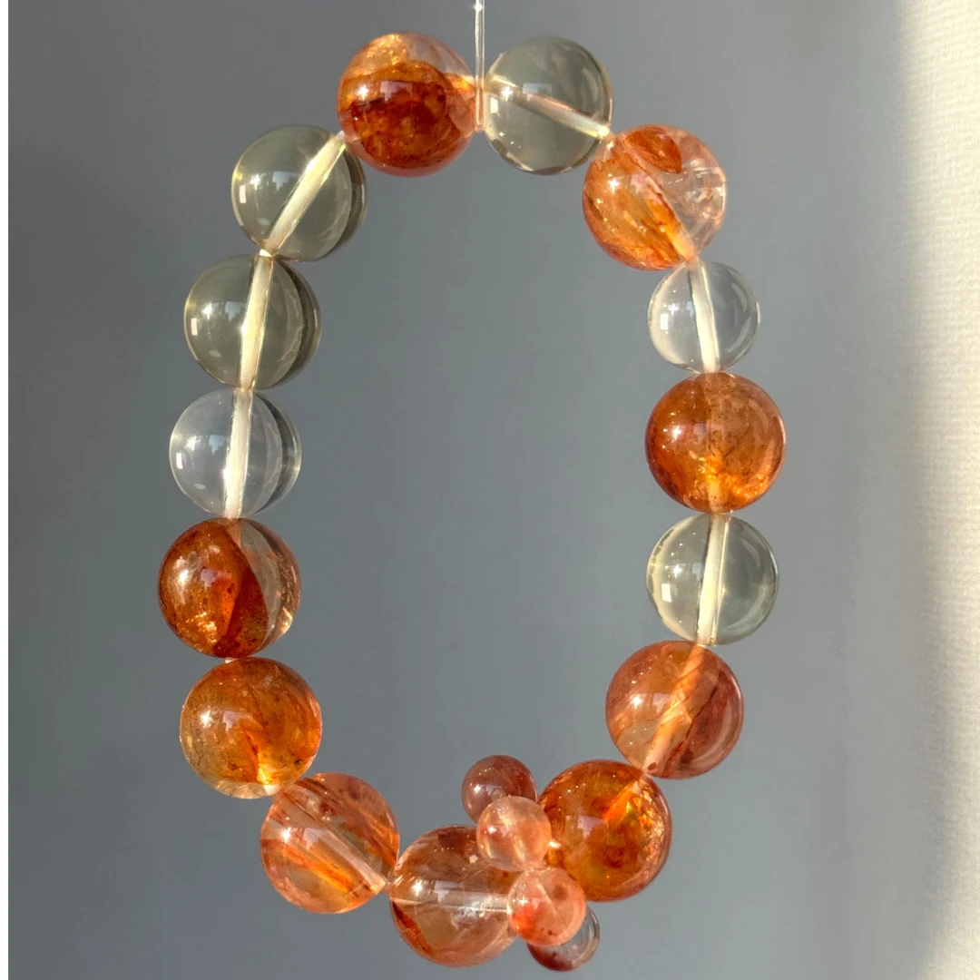 【暖璃赤芒】13mm红胶花️13mm黄水晶️12mm白水晶