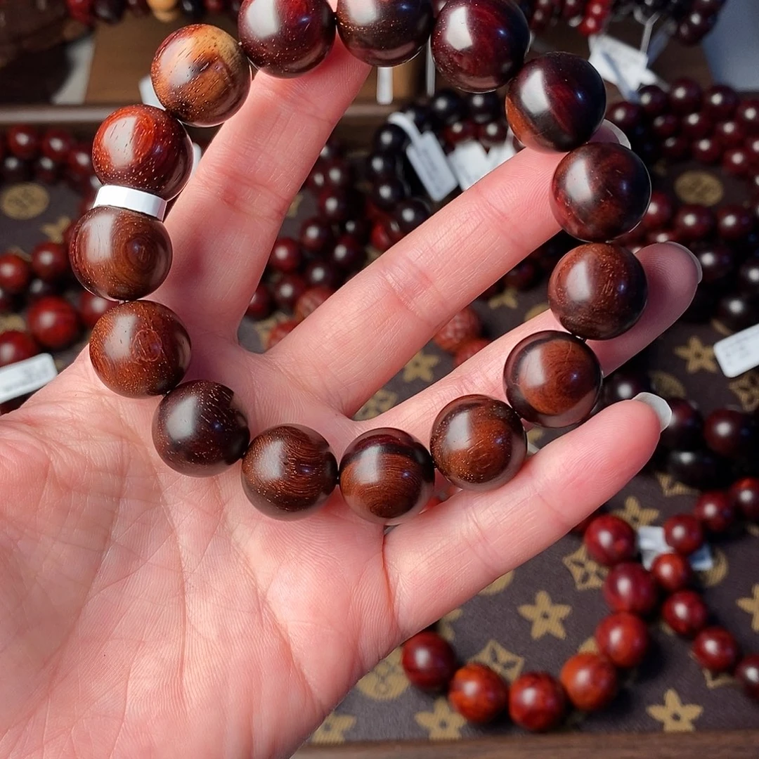 小叶紫檀手串/手链瑕疵珠：原汁原味小叶紫檀1.5/15颗