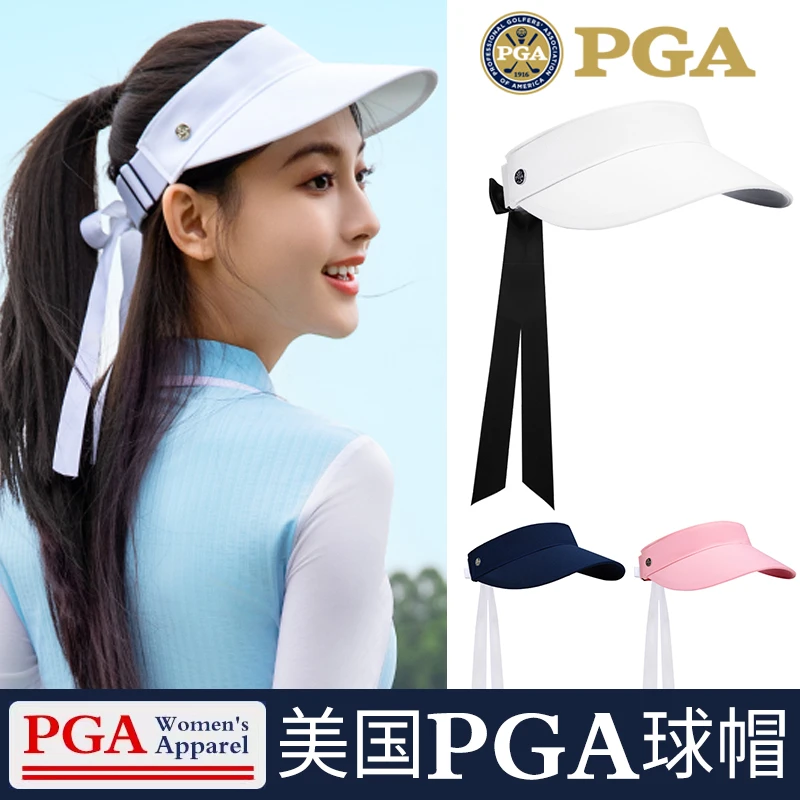 美国PGA防晒帽女白色女士夏季遮阳女装运动斜阳帽