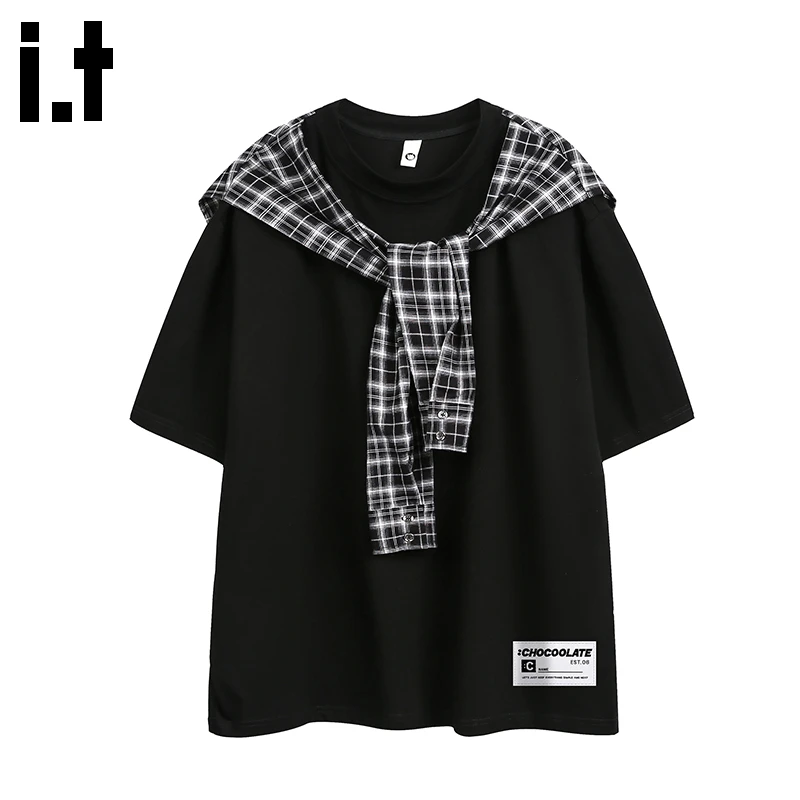 i.t:CHOCOOLATE时尚美式百搭男t恤2025夏季薄款披肩潮牌短袖上衣