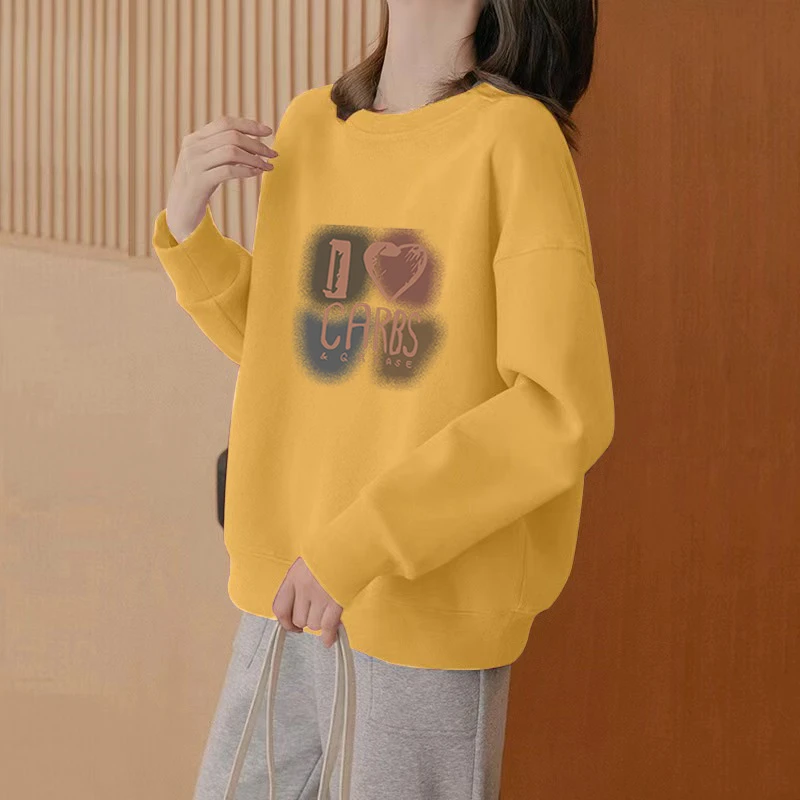 圆领套头打底衫加绒加厚卫衣女2025秋冬季新款宽松韩版潮情侣外套